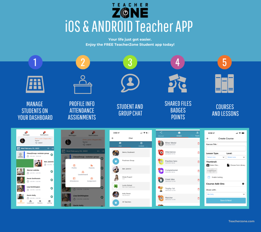 info slide of the teacherzone teacher app application